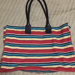 Chico’s striped canvas tote
